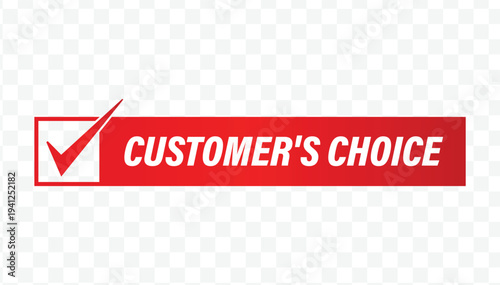 Red customer choice checklist flat design label for popular voting, community favorites, and retail stickers.