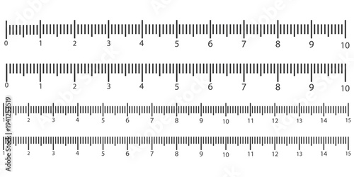 Ruler scale measure. Length measurement scale chart isolated on white background