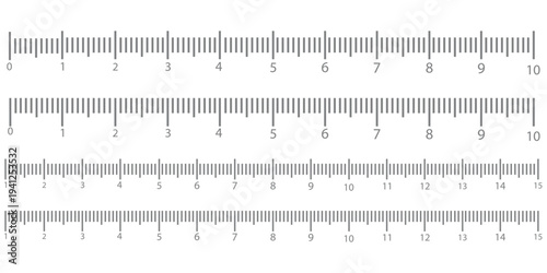 Ruler scale measure. Length measurement scale chart isolated on white background