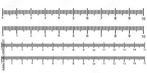 Ruler scale measure. Length measurement scale chart isolated on white background