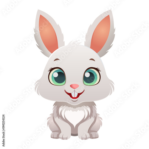 Bunny or hare or rabbit cartoon icon Happy animal with smile
