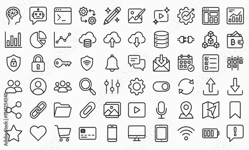 Modern Line Icon Set for Technology and Business
Keywords