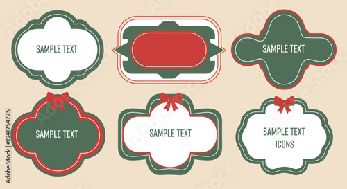 Green and Red Label Templates on Beige Background