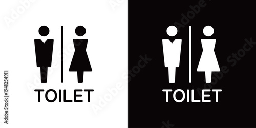 トイレ・お手洗い・男子・女子・シンプルでおしゃれなモノクロアイコン