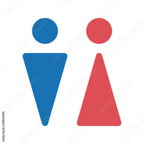 トイレ・お手洗い・男子・女子・シンプルな三角カラーアイコン