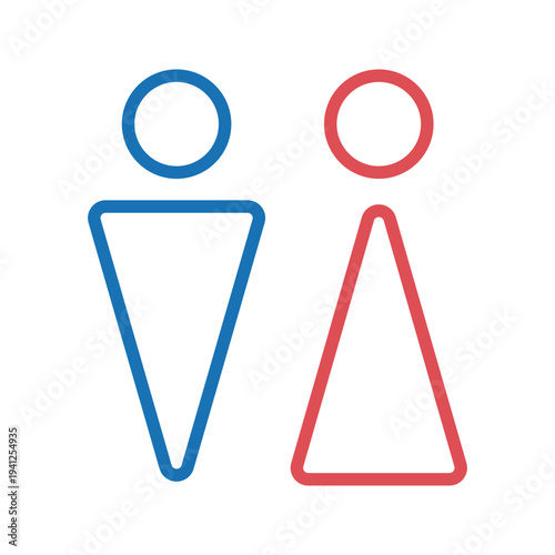 トイレ・お手洗い・男子・女子・シンプルな三角カラー線画アイコン