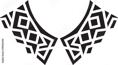 Ethnic geometric collar pattern vector illustration for t-shirt neckline and decorative tribal tattoo element.