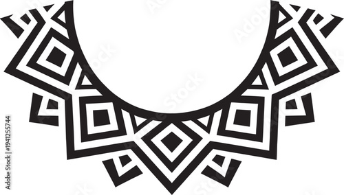 Tribal geometric collar embroidery design with ethnic pattern for laser cut and textile print vector illustration.