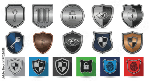 shield security badge set vector
