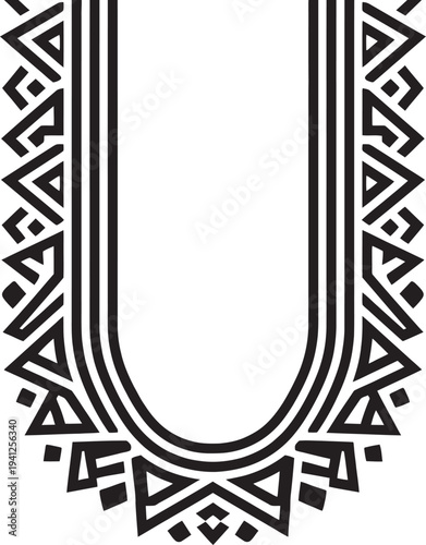 Elegant African tribal geometric neckline design for ethnic clothing and traditional apparel embroidery vector.