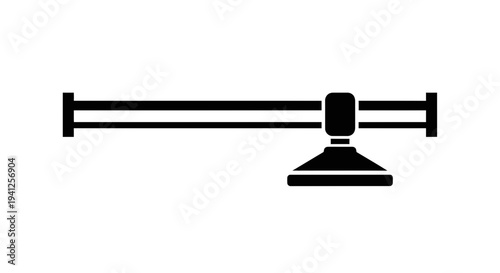 Industrial pipe with valve and nozzle, black and white icon, plumbing and engineering symbol