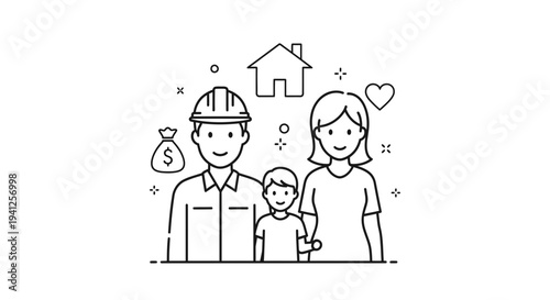 Family Financial Security and Home Ownership Concept Illustration