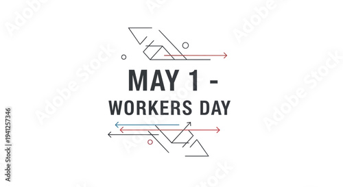 May 1 Workers Day Illustration - Labor Day Celebration with Abstract Geometric Design