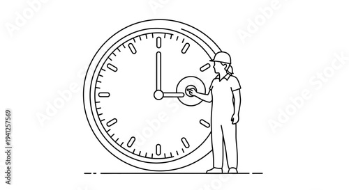 Worker Adjusting Clock Time, Time Management Concept, Business Schedule