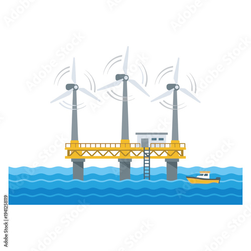 Renewable Energy Technology Elements Set with Geothermal, Hydrogen, Tidal, Wave and Algae Biofuel Illustration
