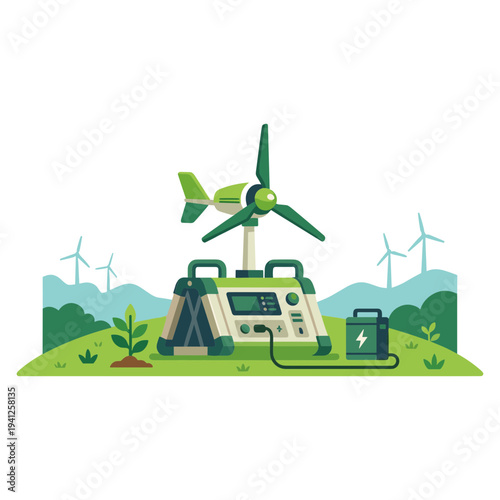 Renewable Energy Technology Elements Set with Geothermal, Hydrogen, Tidal, Wave and Algae Biofuel Illustration