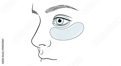 Close-up of a woman's eye with under-eye patches, skincare and beauty concept