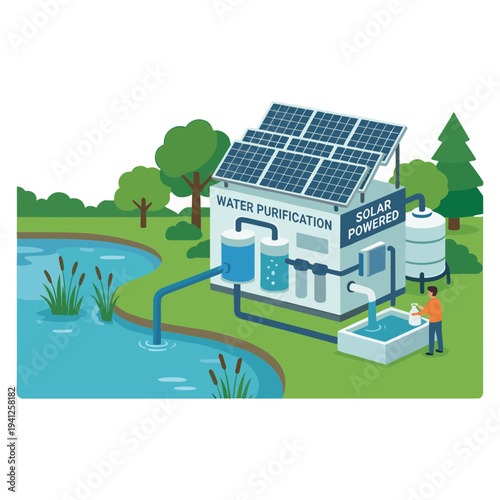 Renewable Energy Technology Elements Set with Geothermal, Hydrogen, Tidal, Wave and Algae Biofuel Illustration