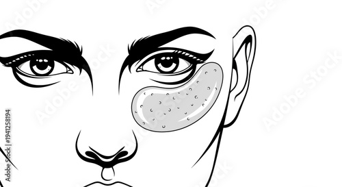 Close-up of Woman's Eye with Under-Eye Patch for Skincare and Beauty Treatment