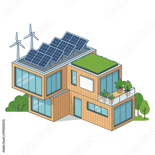 Renewable Energy Technology Elements Set with Geothermal, Hydrogen, Tidal, Wave and Algae Biofuel Illustration