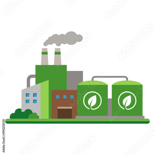 Renewable Energy Technology Elements Set with Geothermal, Hydrogen, Tidal, Wave and Algae Biofuel Illustration
