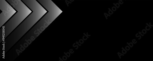 Dark geometric abstract background featuring layered black shapes and subtle shadows. Modern vector design with a mysterious darkness concept, perfect for technology presentations, luxury branding, 