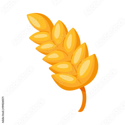 Golden Wheat Ear Cartoon Icon Illustration for Harvest Time and Grain Production
