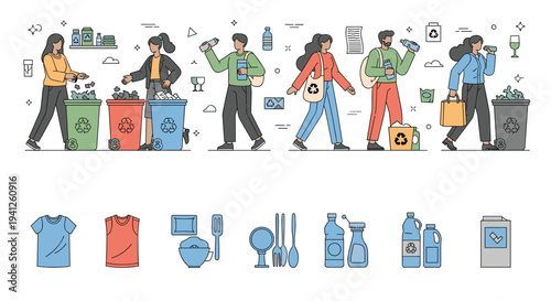 Community members actively participate in waste sorting and recycling to promote an environmentally friendly and sustainable lifestyle.