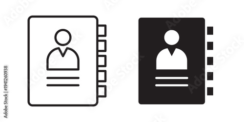 Address book icon for web, design. Linear illustrations, editable strokes