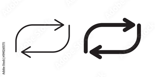 Arrows repeat icon for web, design. Linear illustrations, editable strokes