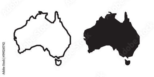 Australia map icon for web, design. Linear illustrations, editable strokes