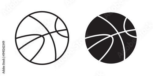 Basketball icon for web, design. Linear illustrations, editable strokes