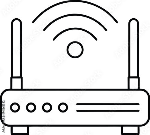wi fi router line art vector illustration on transparent background