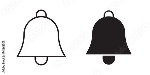 Bell ring icon for web, design. Linear illustrations, editable strokes