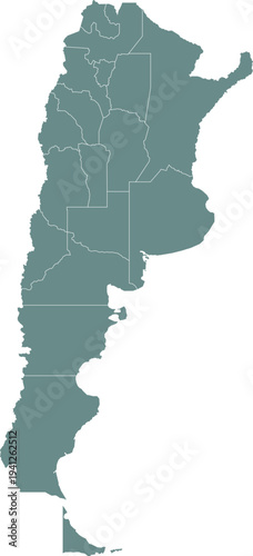 Argentina Map with Administrative Provinces and Topographic Terrain
