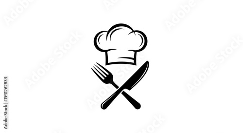Chef Hat Crossed With Knife and Fork Icon, Culinary Symbol, Restaurant Emblem, Food Service Logo