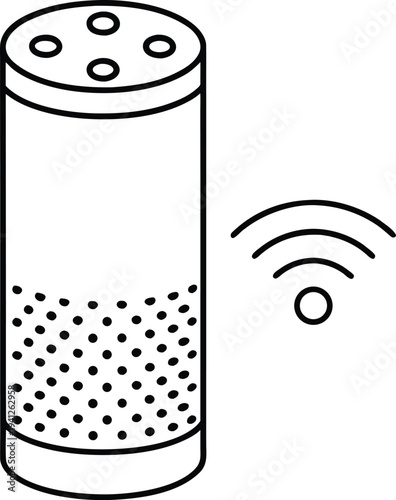 smart speaker line art vector illustration on transparent background