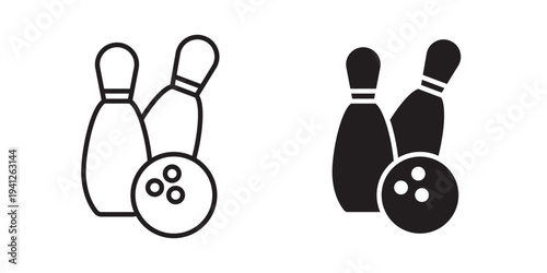Bowling icon for web, design. Linear illustrations, editable strokes