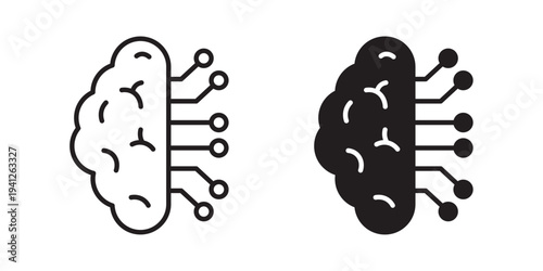 Brain circuit icon for web, design. Linear illustrations, editable strokes