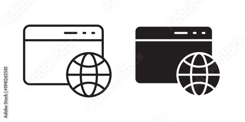 Browser icon for web, design. Linear illustrations, editable strokes