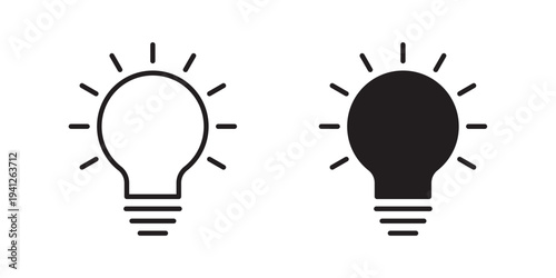 Bulb icon for web, design. Linear illustrations, editable strokes