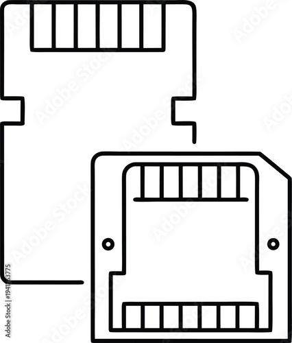 memory card line art vector illustration on transparent background