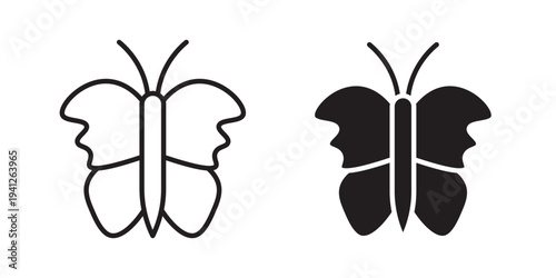 Butterfly icon for web, design. Linear illustrations, editable strokes