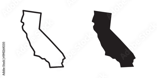 California icon for web, design. Linear illustrations, editable strokes