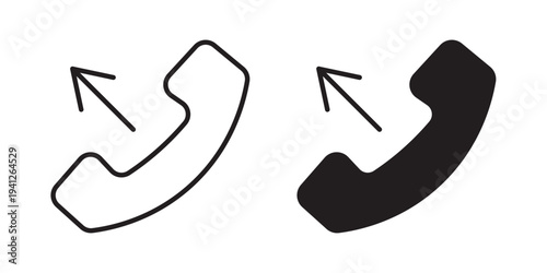 Call outgoing icon for web, design. Linear illustrations, editable strokes