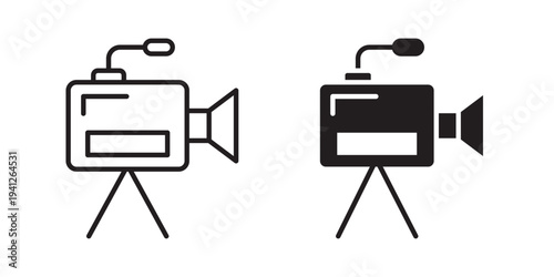 Camcorder icon for web, design. Linear illustrations, editable strokes