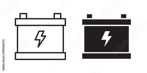 Car Battery icon for web, design. Linear illustrations, editable strokes
