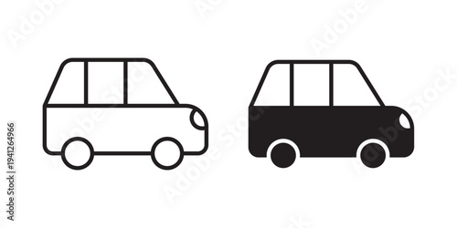 Car side view icon for web, design. Linear illustrations, editable strokes