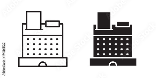 Cash register icon for web, design. Linear illustrations, editable strokes