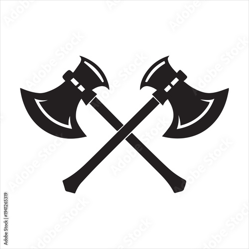 two crossed axes silhouette vector,axes clip art